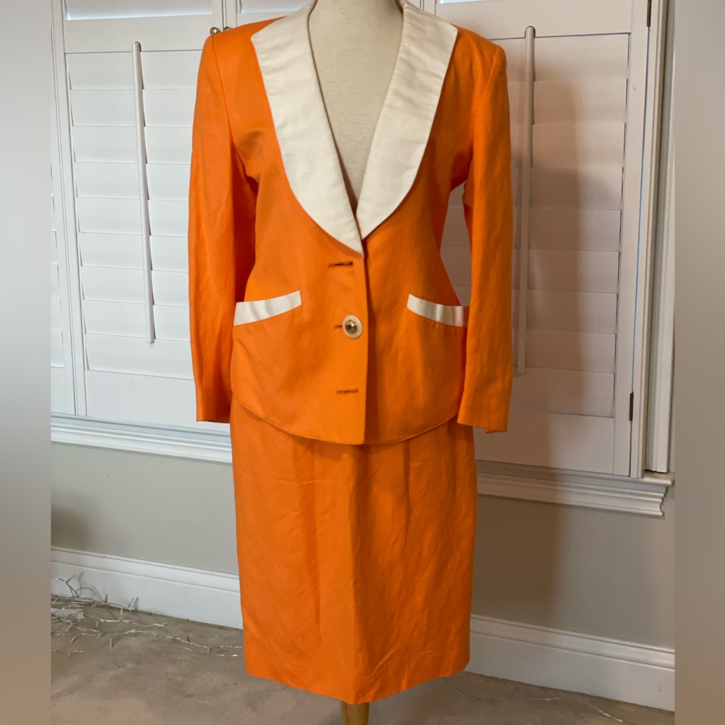 Vintage Lillie Rubin Orange &White Suit